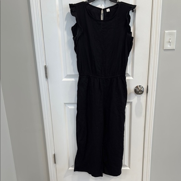 Old Navy Medium Linen Blend Black Jumpsuit Flutter Sleeve - Picture 1 of 8